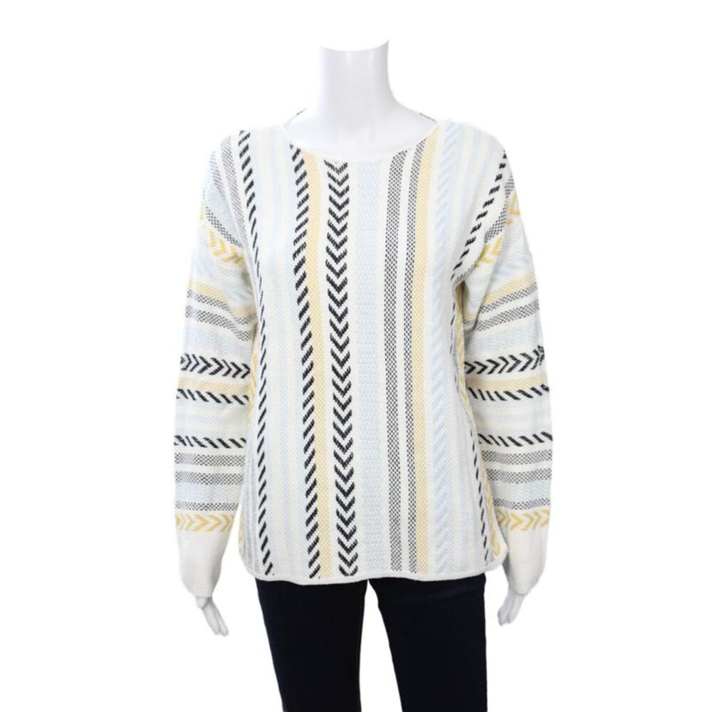 Coco Y Club Unisex Pullover Sweater Black Striped Aztec 100% Cotton Size M